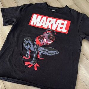 Miles Morales Black Tee with Red Marvel Spider-Man Design